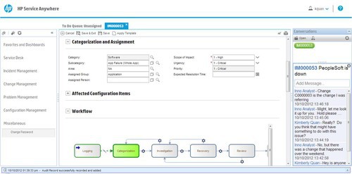 HP service anywhere рабочая область