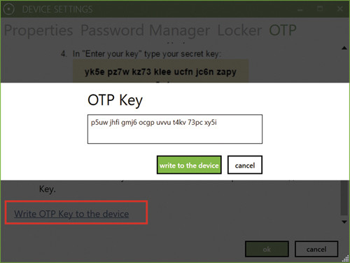 Запись OTP-ключа в устройство
