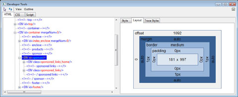 Инструменты, ранее доступные через Internet Explorer Developer Toolbar, а теперь встроенные непосредственно в IE 8, позволяют разработчикам тестировать HTML, CSS и JavaScript в визуальной среде 