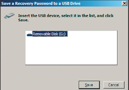Экран 9. В качестве места хранения пароля выбран USB-накопитель