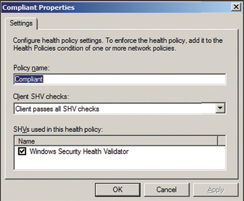 Экран 3. Настройка параметра Health Policy