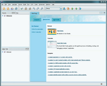 Экран приветствия в Sun Studio 12