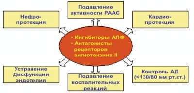 Рис. 2. Необходимость применения ИАПФ и АРА II у больных АГ и СД