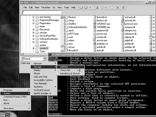 Экран 1. Графический интерфейс BartPE.