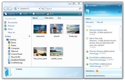 Первоначально сервис Microsoft Live Mesh подавался как средство синхронизации пользовательских данных на различных устройств в сети каталогов с данными, позволявшее увидеть, кто из друзей или коллег обновил свои файлы или папки, отправить или прочитать их комментарии, проверить состояние своих собственных файловых устройств 