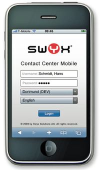 Рисунок 2. Недавно компания Swyx выпустила мобильный клиент для Apple iPhone, разработанный специально для технологии FMC. Множество производителей предлагают аналогичные продукты для мобильных платформ Symbian, Windows Mobile и Blackberry. 