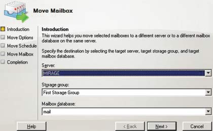 Экран 2. Запуск мастера Move Mailbox