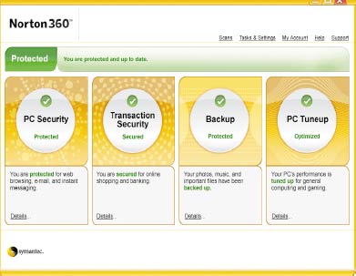 Norton 360 2.0 сочетает в себе функциональность программ Norton Internet Security и Norton AntiVirus с добавлением механизма создания резервных копий данных