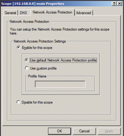 Экран 8. Активизация NAP в области DHCP