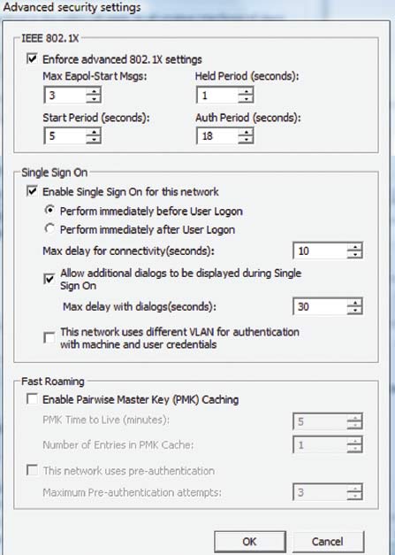 Экран 5. Расширенные настройки безопасности для беспроводных GPO