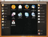 В левой области экрана размещается список категорий программ: избранное, Internet-приложения, офисные программы, игры, аудио и видео; после щелчка мышью на выбранной категории в правой части экрана отображаются соответствующие ей программы