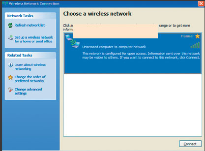Рисунок 8. Экран беспроводных соединений на ноутбуке