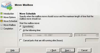 Экран 4. Расписание для переноса почтовых ящиков