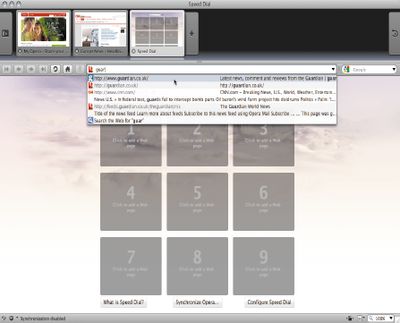 В новую версию браузера Opera 10 включены встроенные средства сжатия страниц и модернизированная панель вкладок, на которой представлены уменьшенные изображения открытых Web-страниц