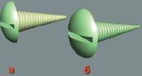Рис. 4. Шуруп со спиралью:а —  до применения булевой операции; б —  после применения операции
