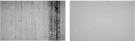 Рисунок 2. Результаты испытаний прочности покрытия дисков DVD (справа диск с твердым покрытием).