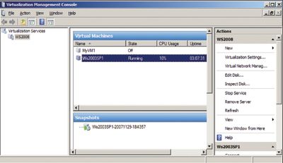 Экран 2. Консоль Virtualization Management