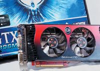 Частоты видеокарты Gainward GTX 275 896 MB полностью соответствуют эталонному дизайну. Однако внешне этот графический адаптер разительно отличается от образцовой графической платы компании nVidia