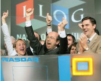 Пьер Харен ударом в колокол NASDAQ возвещает о двадцатилетии ILOG (май 2007 года)