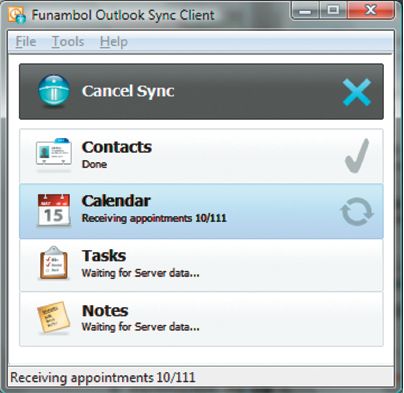 Funambol обладает полезным клиентом для прямой синхронизации с MS Outlook