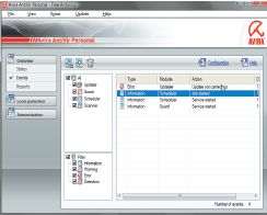 Окно событий Avira