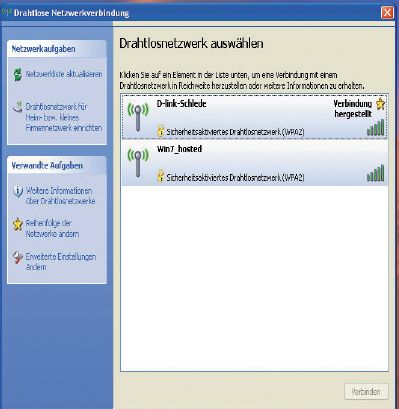 Рисунок 4. Взгляд с клиента XP: сетевые соединения, знакомые пользователям беспроводных сетей и простые в эксплуатации.