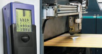 Ручной спектрофотометр X-Rite SpectroEye (слева) используется в технологической лаборатории типографии как эталонный прибор, а система PrintQuick отвечает за точную приводку красок во время печати и находится непосредственно после красочных секций
