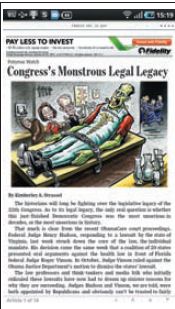 Статья из The Wall Street Journal на экране Galaxy Tab