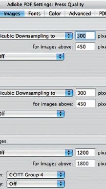 Настройки для бикубической субдискретизации цветных и ч/б изображений в Adobe Distiller и аналогичных программах необходимо установить не менее чем на 118 лин./см (300 dpi)