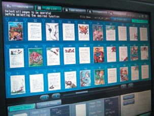 ПО контроллера IC-601 HIKARI предоставляет удобные инструменты для оператора, в т. ч. для многостраничных работ. Можно допечатывать выбранные страницы, защитить задание паролем и т. д. На экране сенсорной панели управления— редактор работ со страницами отпечатанной на ЦПМ Konica Minolta книги ПО контроллера IC-601 HIKARI предоставляет удобные инструменты для оператора, в т. ч. для многостраничных работ. Можно допечатывать выбранные страницы, защитить задание паролем и т. д. На экране сенсорной панели управления— редактор работ со страницами отпечатанной на ЦПМ Konica Minolta книги