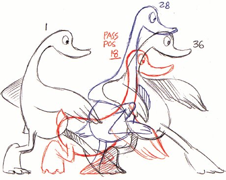 Рис. 1. Фрагмент из книги Ричарда Уильямса «Набор выживания аниматора». Здесь видно, как автор на одном рисунке, как на фотоаппарате с длинной выдержкой, создал анимацию персонажа