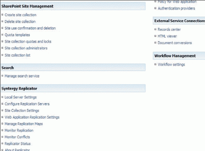 Интерфейс Replicator интегрирован в SharePoint