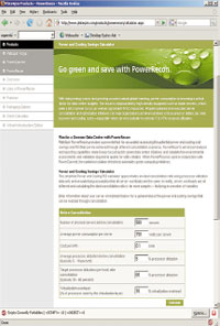 Рисунок 3. Некоторые производители (на изображении: Platespin) продвигают свою продукцию посредством инструментов, позволяющих рассчитать в оперативном режиме потребление энергии в ЦОД.