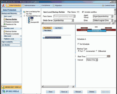 Выбор типа резервирования в DocAve