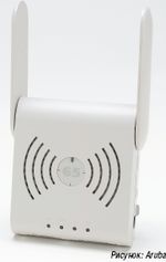 Рисунок 3. Концепция удаленных точек доступа, предлагаемая Aruba, позволяет использовать централизованное администрирование корпоративных ИТ для управления приложениями и функциями WLAN, предоставляемыми мобильным сотрудникам (на изображении портативное устройство Aruba-65 размером с блюдце). 