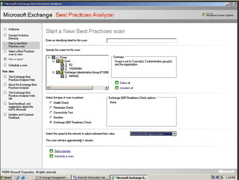 Экран 2. Проверка на готовность к Exchange 2007 с помощью ExBPA