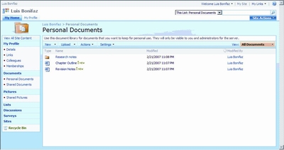 Рисунок 1: Просмотр из браузера библиотеки документов MOSS 2007