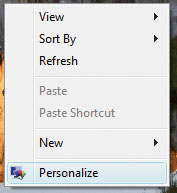 Привычную по Windows XP ссылку «Свойства экрана» заменила новая настройка «Персонализация»