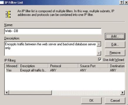 Экран 1. Окно списка IP-фильтров
