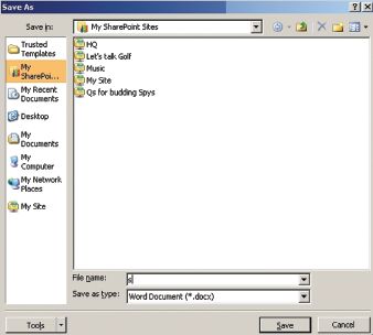 Ссылки в окне File Open/Save