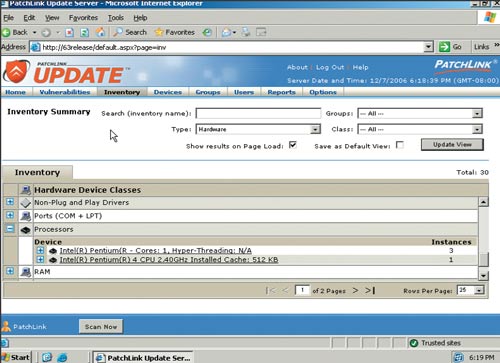Экран 2. Сводный отчет PatchLink Inventory