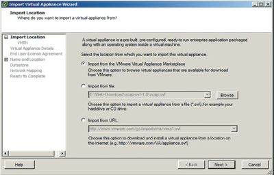 Рисунок 2. Импорт виртуального устройства в Virtual Infrastructure от VMware осуществляется с помощью мастера.