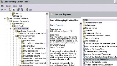Экран 5 . Просмотр политики в окне Group Policy Object Editor