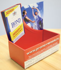 Для примера мы взяли коробку для чеков, произведённую для рекламной кампании Bond 