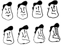 Рисунок 1. Трансформация зрительного образа от мужского лица к женской фигуре: движение глаза слева направо и справа налево дает различные временные характеристики.