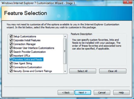 Экран 3 . Выбор настраиваемых компонентов