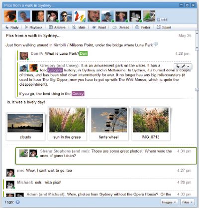 Так выглядит совместное редактирование в Google Wave насыщенного иллюстрациями текста
