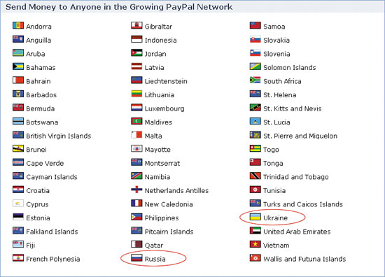 Страны, с которыми PayPal работает на ограниченных условиях Страны, с которыми PayPal работает на ограниченных условиях