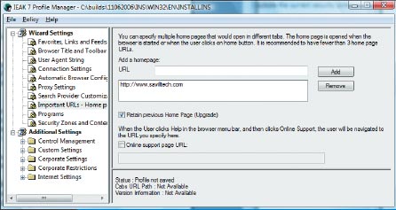 Экран 4 . Использование диспетчера Profile Manager для изменения параметров