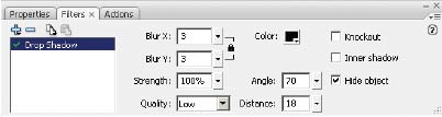 Рис. 1. Панель Filters для фильтра Drop Shadow